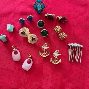 Gold and Pink Anchor Earrings Set